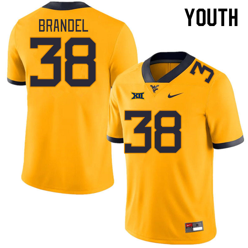 Youth #38 Donald Brandel West Virginia Mountaineers College Football Jerseys Stitched Sale-Gold